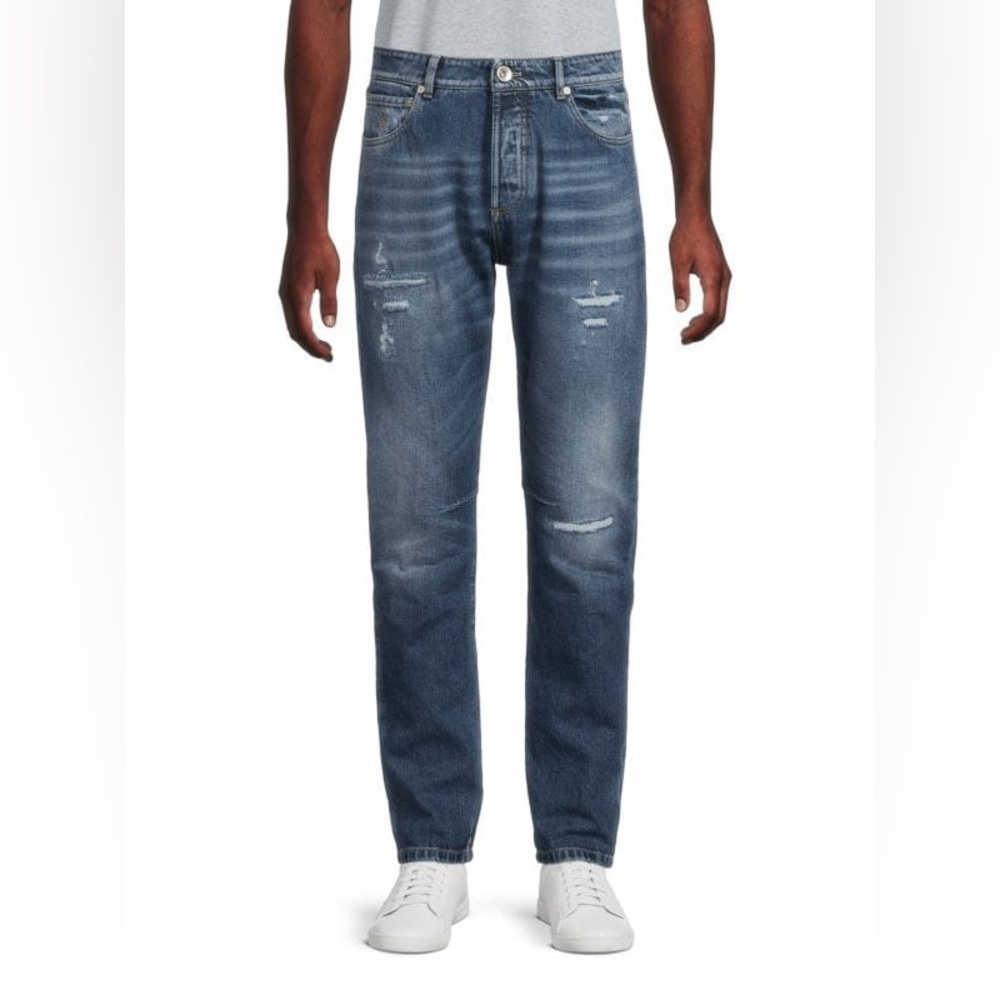 Brunello Cucinelli Men's Distressed Leisure Fit Jeans